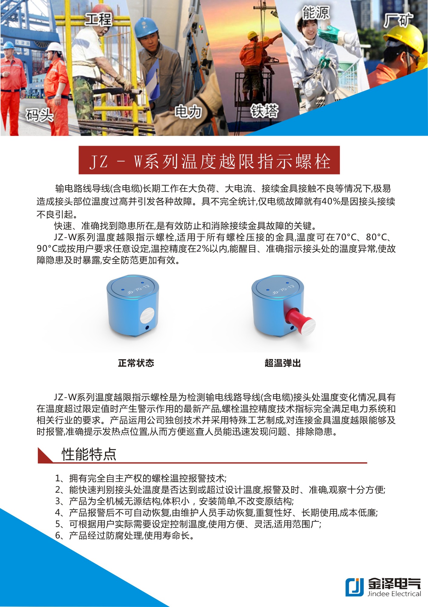 温度螺栓、温度越界指示